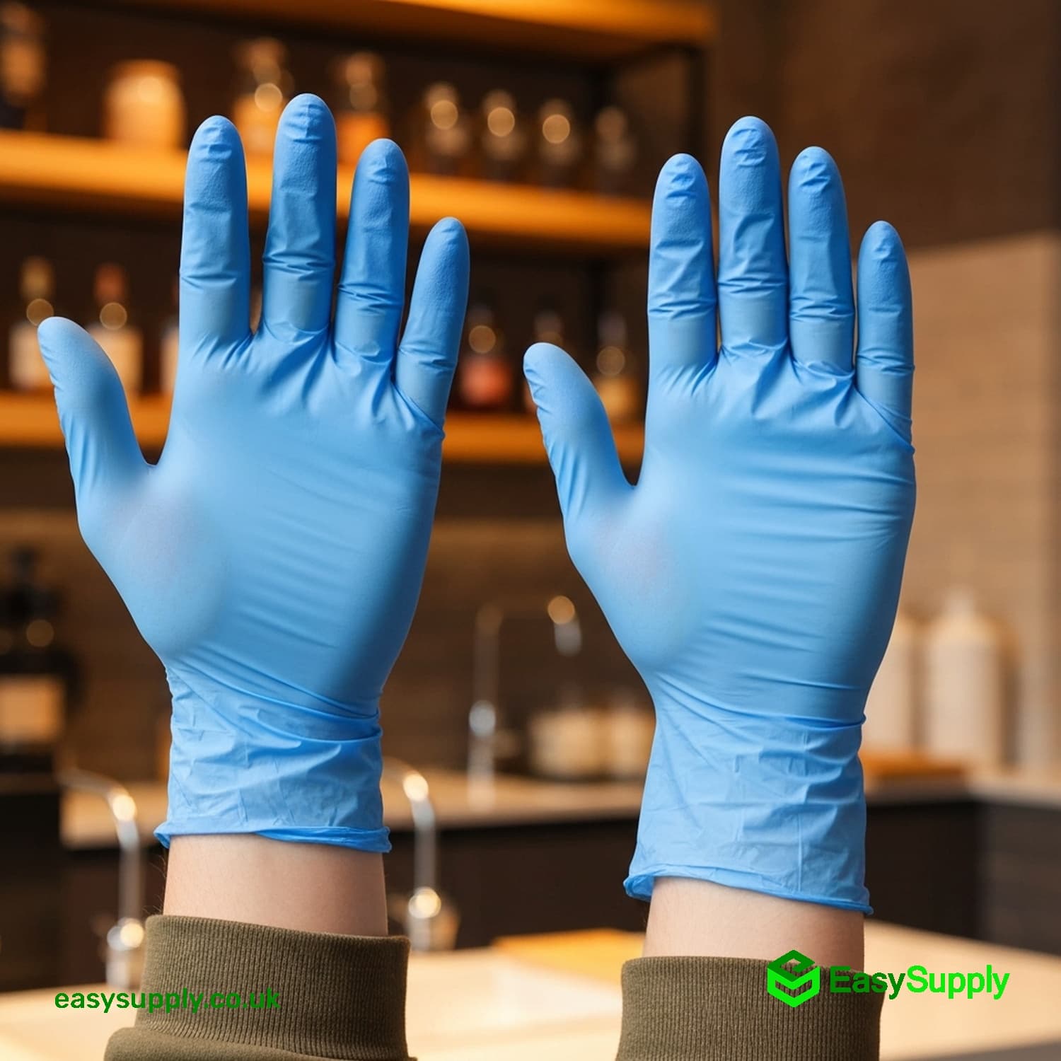Medium Blue Nitrile Powder Free Gloves - view 2