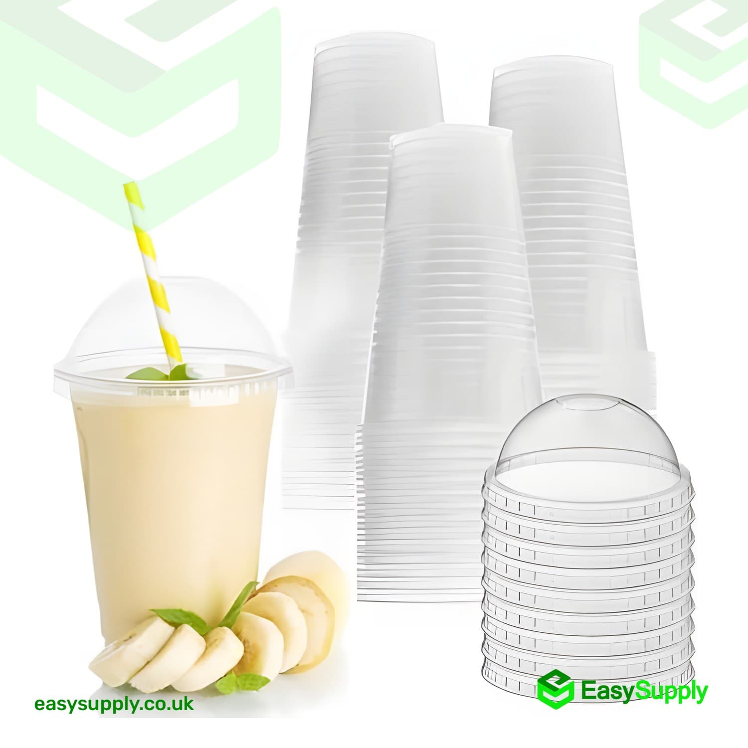 10 oz Smoothie Cup & Dome Lid  All In One Box 250 Pcs Cups & Lids