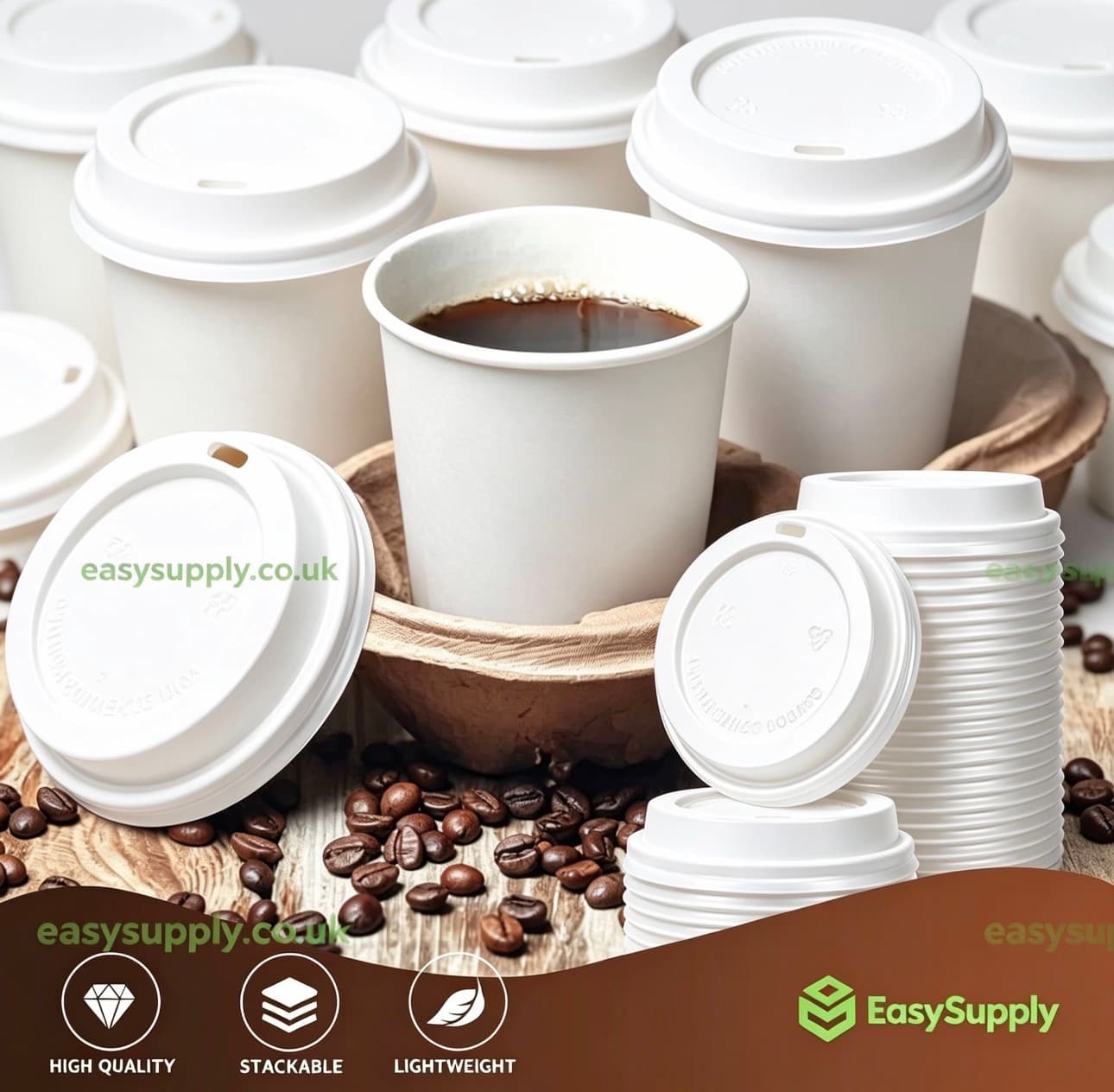 8 oz White Ripple Cup Lids 500 Pcs Cups - view 3