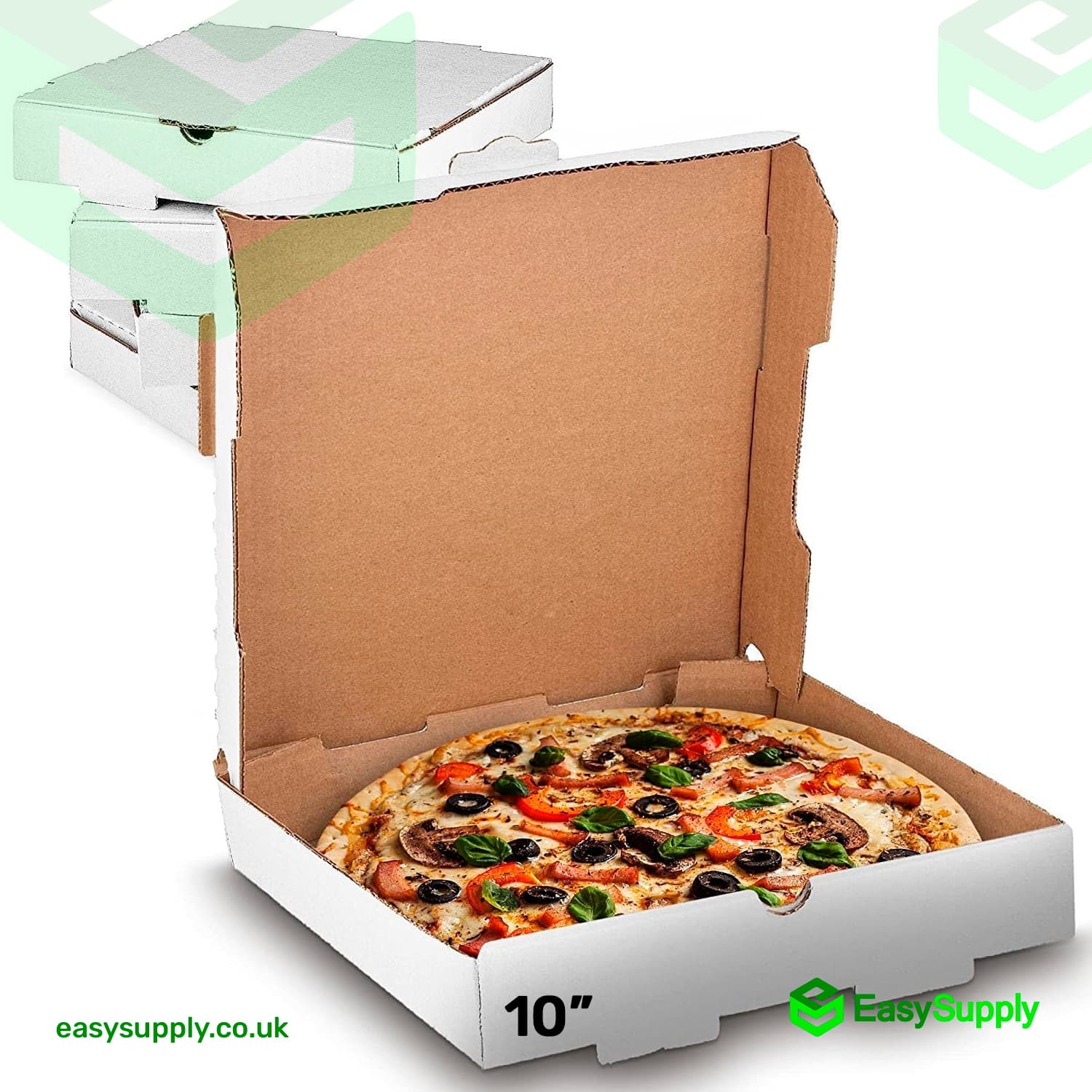 10" Plain White Premium Quality Pizza Boxes 90 Pcs - view 2