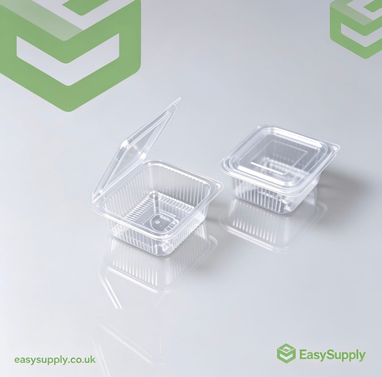 375 cc Clear Hinged Plastic Containers HD