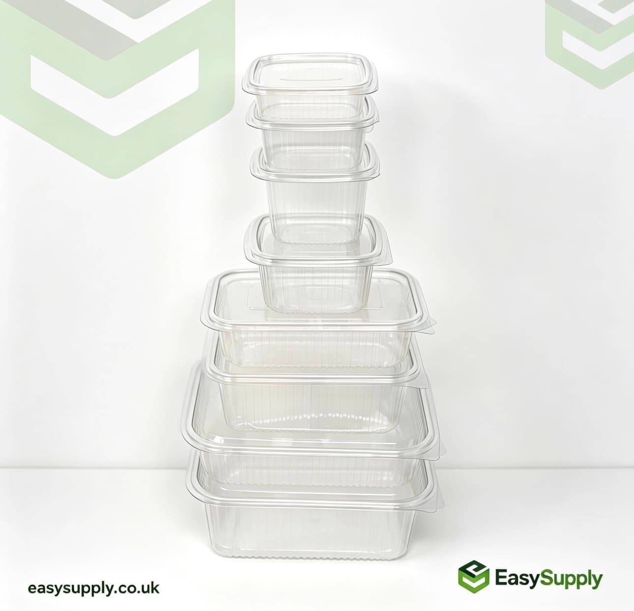 375 cc Clear Hinged Plastic Containers HD - view 2