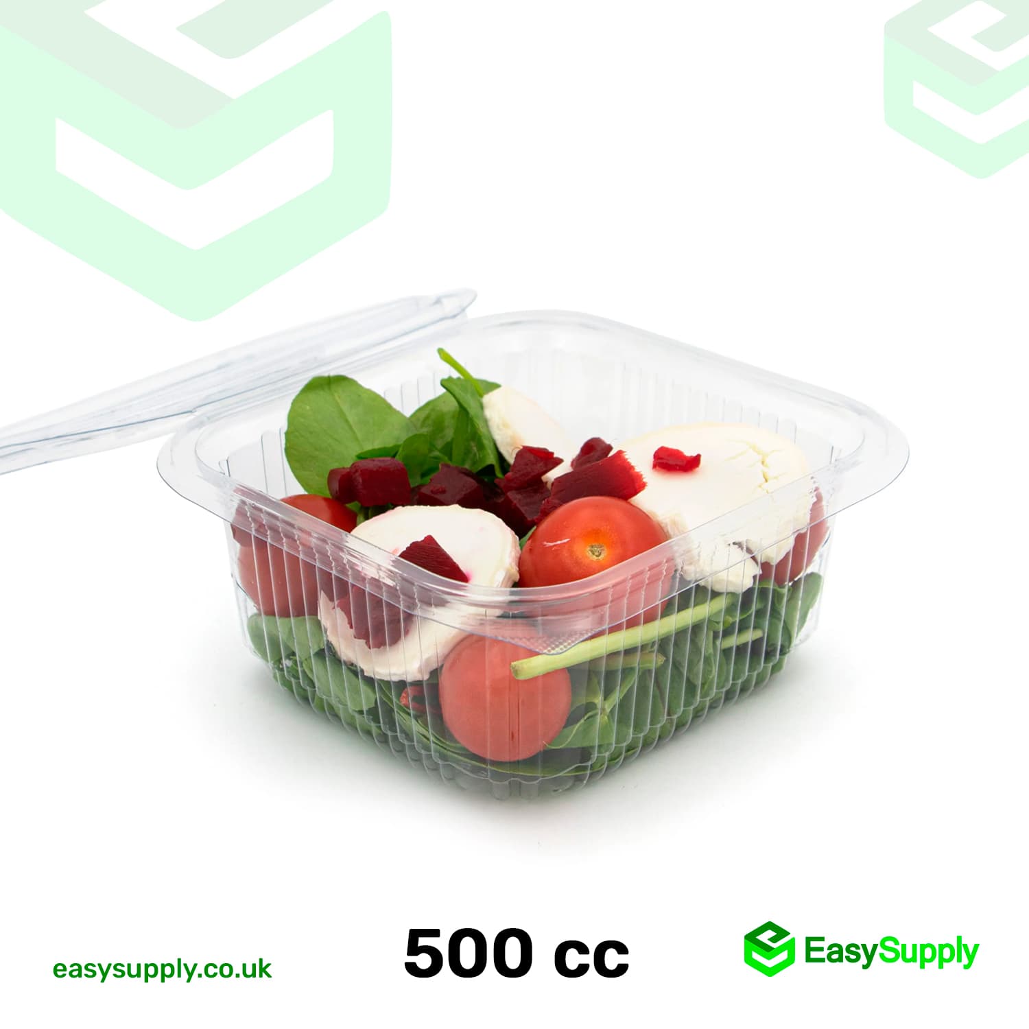 500 cc Clear Hinged Plastic Containers HD - view 2
