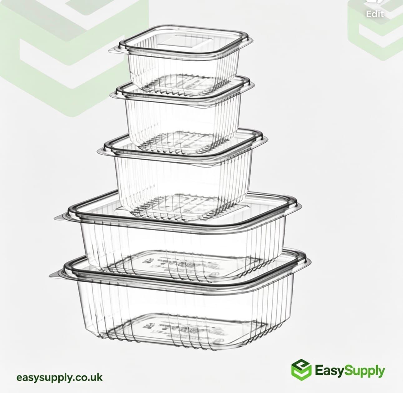 500 cc Clear Hinged Plastic Containers HD - view 3