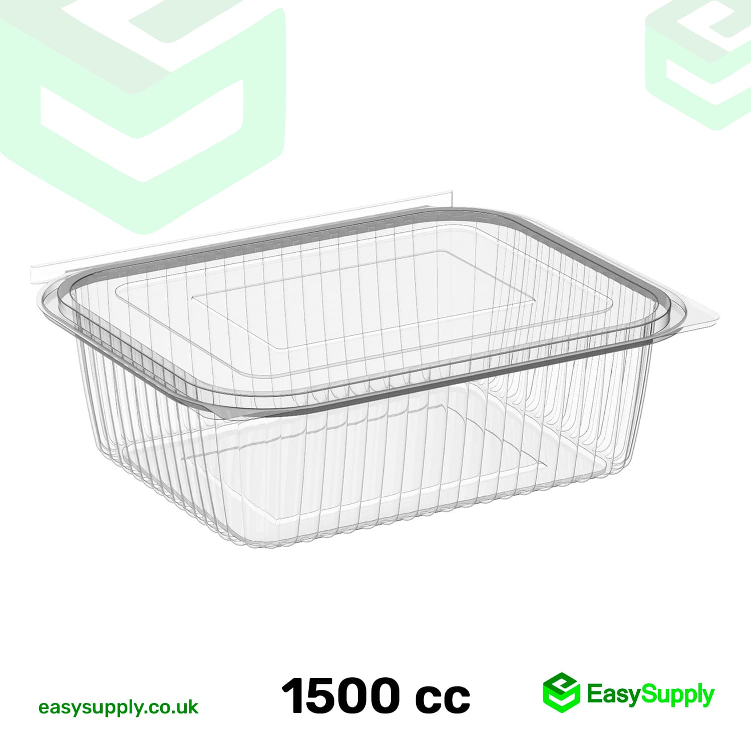 1500 cc Clear Hinged Plastic Containers HD - view 2