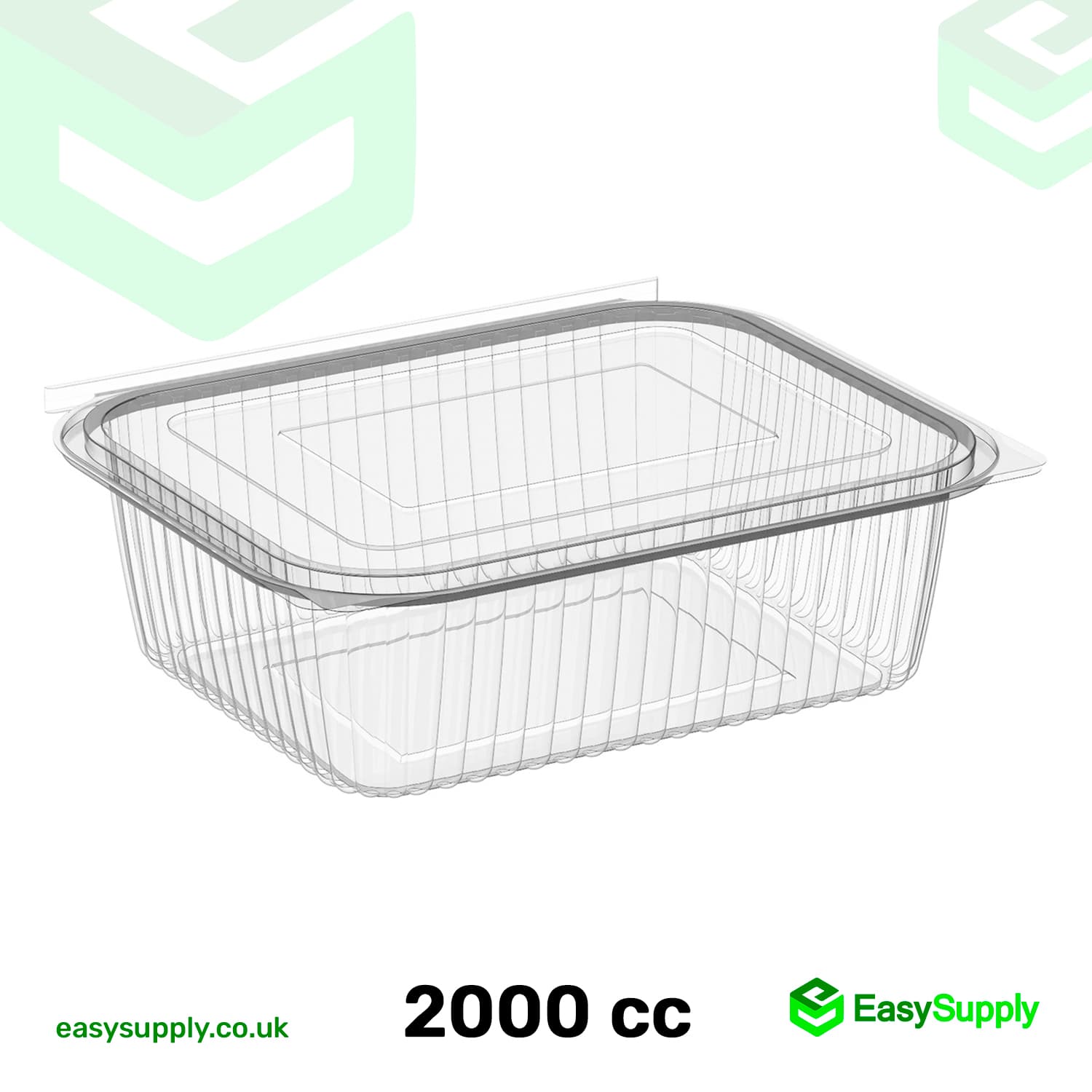 2000 cc Clear Hinged Plastic Containers HD - view 2