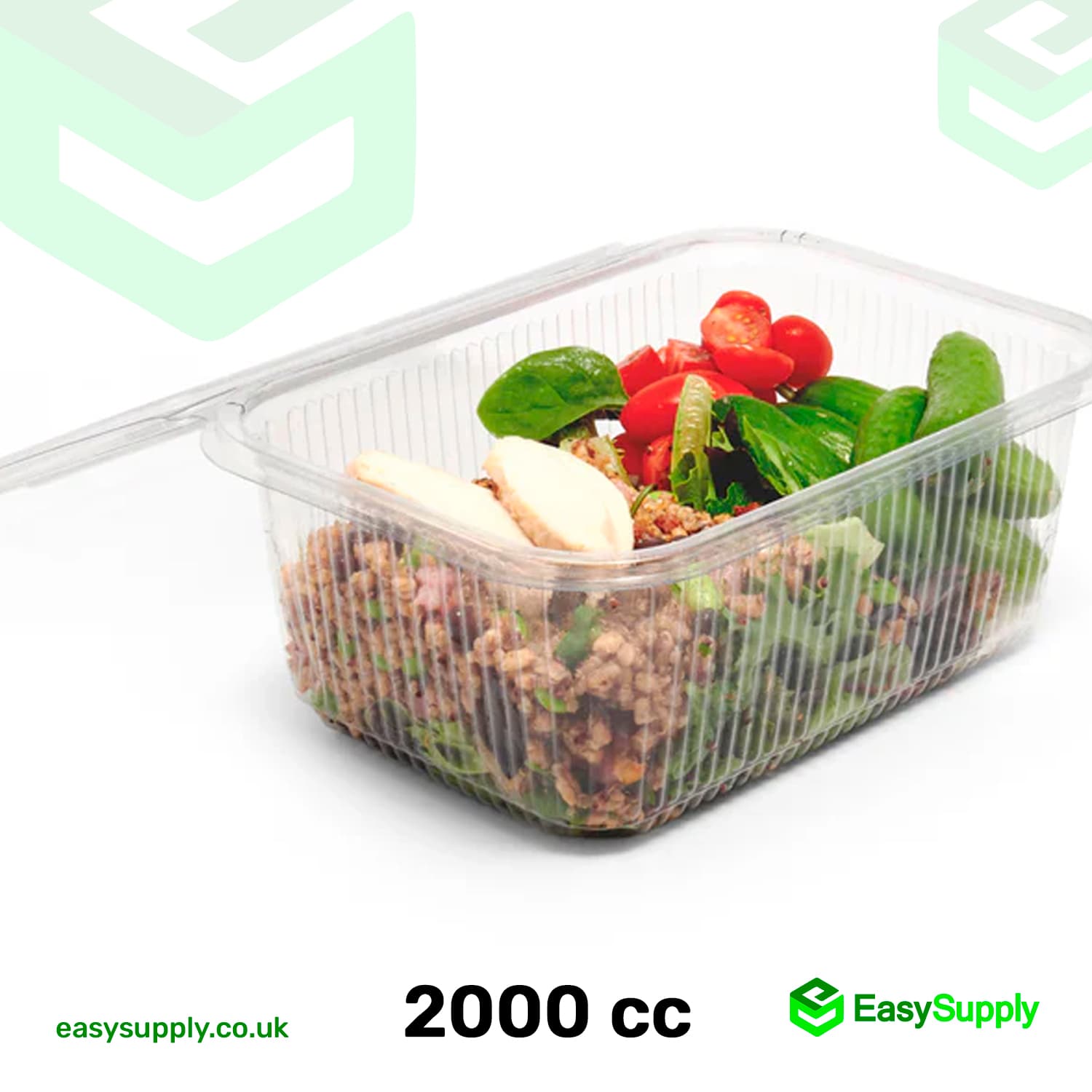 2000 cc Clear Hinged Plastic Containers HD - view 2