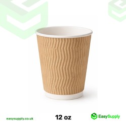 12 oz Brown Kraft Ripple Cups 500 Pcs