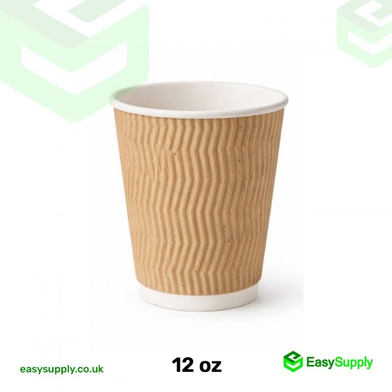 12 oz Brown Kraft Ripple Cups 500 Pcs