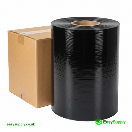 Black Machine Pallet Wrap 500 mm 250 % Stretch Contain Minimum 30% Recycle 16 kg Roll, 1.6 kg Core
