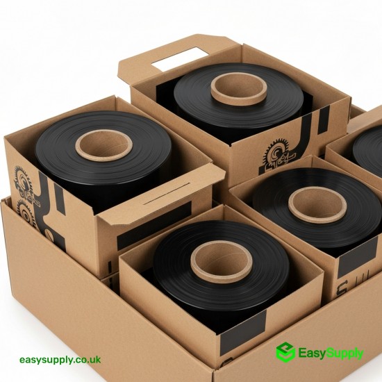 Black Machine Pallet Wrap 500 mm 250 % Stretch Contain Minimum 30% Recycle 16 kg Roll, 1.6 kg Core