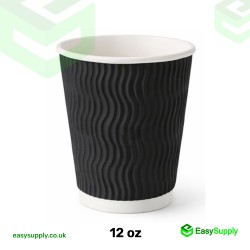12 oz Ripple Cups Black 500 Pcs