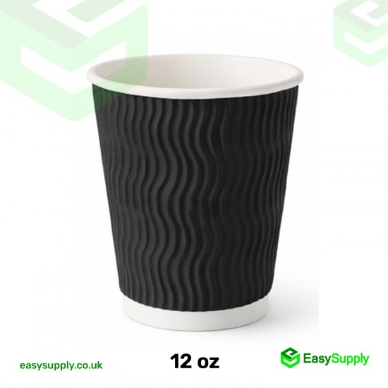 12 oz Ripple Cups Black 500 Pcs