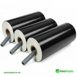 20 Micron Black Opaque Tacky 400 mm Extended Core 6 Rolls Pallet Wrap