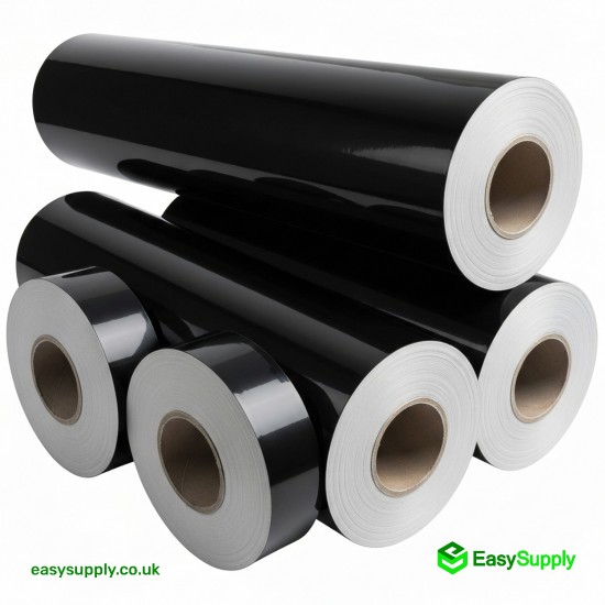 20 Micron Black Opaque Tacky 400 mm Extended Core 6 Rolls Pallet Wrap