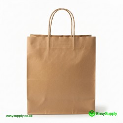 ENJOY Printed Twisted Handle Brown Paper Bags Large Size 260 x 140 x 300 mm Foil Bags