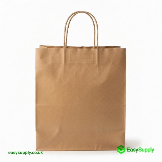 ENJOY Printed Twisted Handle Brown Paper Bags Large Size 260 x 140 x 300 mm Foil Bags