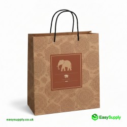 ENJOY Printed Twisted Handle Brown Paper Bags Jumbo Size 320 x 210 x 320 mm Foil Bags