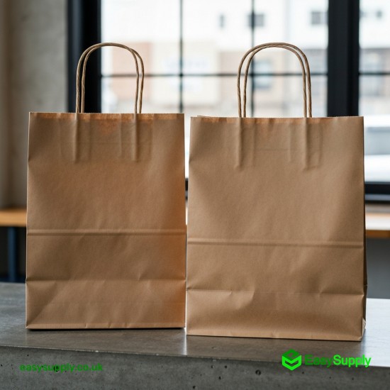 ENJOY Printed Twisted Handle Brown Paper Bags Jumbo Size 320 x 210 x 320 mm Foil Bags