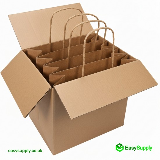 ENJOY Printed Twisted Handle Brown Paper Bags Jumbo Size 320 x 210 x 320 mm Foil Bags