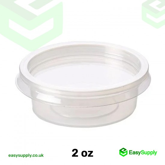 2 Oz Heavy Duty Clear  Separate Sauce Pots & Lids