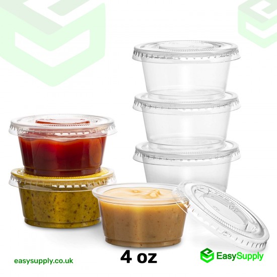 4 Oz Sauce Cups with Separate Lids HD