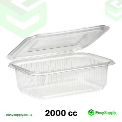 2000 cc Clear Hinged Plastic Containers HD