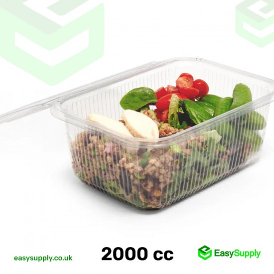 2000 cc Clear Hinged Plastic Containers HD