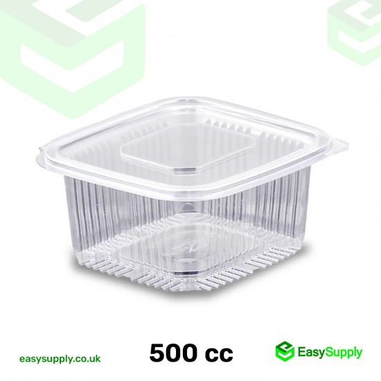 500 cc Clear Hinged Plastic Containers HD