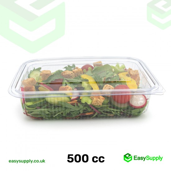 500 cc Clear Hinged Plastic Containers HD