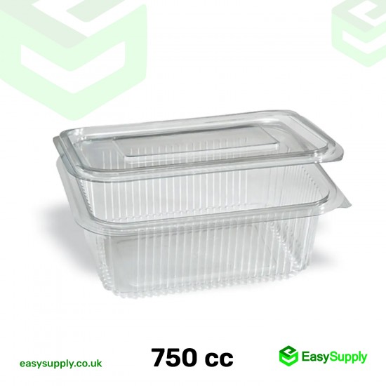 750 cc Clear Hinged Plastic Containers HD