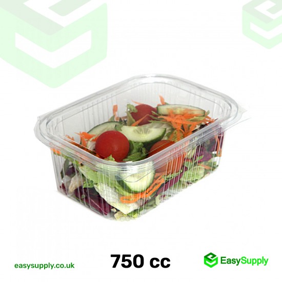 750 cc Clear Hinged Plastic Containers HD