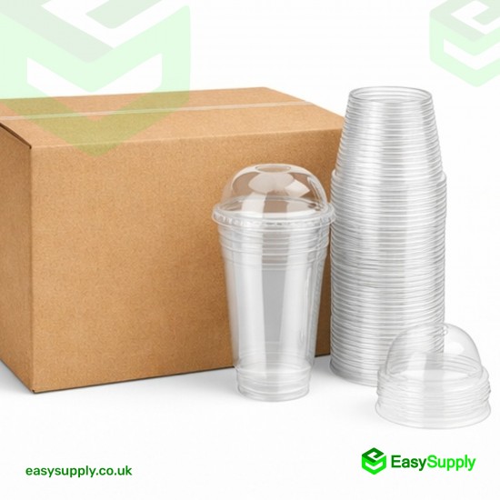 10 oz 295 ml 95 mm Smoothie Clear Cup & Dome Cross Hole Lid All In One Box 250 Pcs Cups & 250 Pcs Lids