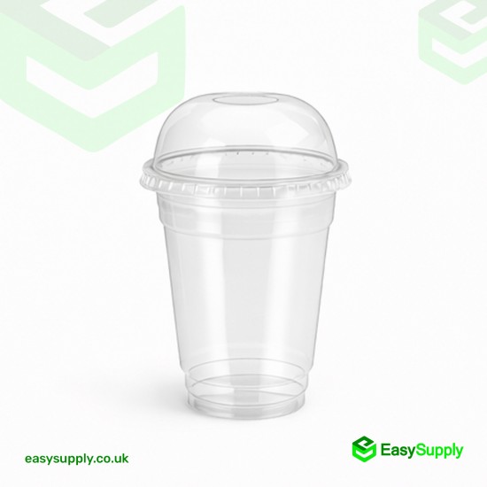 10 oz 295 ml 95 mm Smoothie Clear Cup & Dome Cross Hole Lid All In One Box 250 Pcs Cups & 250 Pcs Lids
