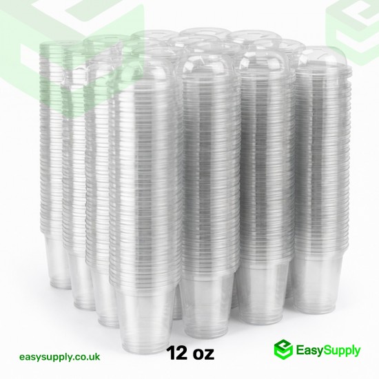 12 oz 340 ml 95 mm Smoothie Clear Cup & Dome Cross Hole Lid All In One Box 250 Pcs Cups & 250 Pcs Lids