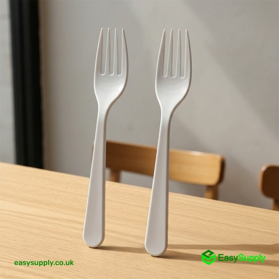 PP White Fork Heavy Duty - Reusable 180 mm Cutlery