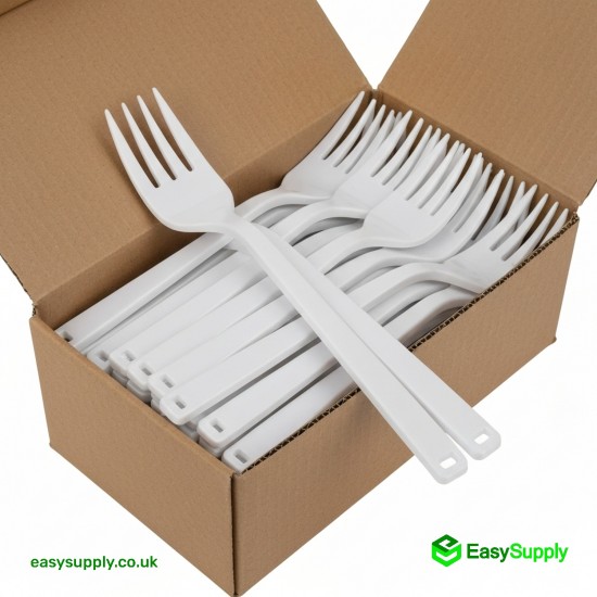 PP White Fork Heavy Duty - Reusable 180 mm Cutlery