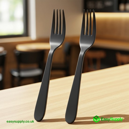 Black Reusable Heavy Duty Forks 180 mm Cutlery
