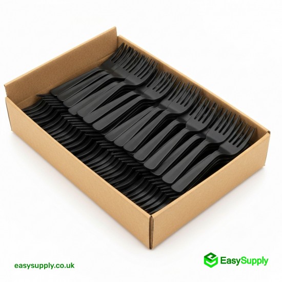 Black Reusable Heavy Duty Forks 180 mm Cutlery