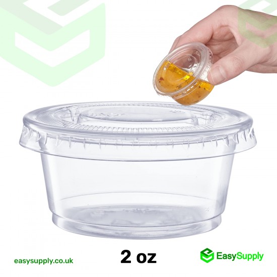 2 Oz Sauce Cups with Separate Lids HD