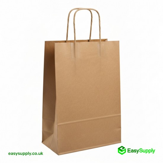Medium Brown SOS Paper Bag External Flat Handles Size: 220 x 100 x 240 mm 250 Pcs Foil Bags