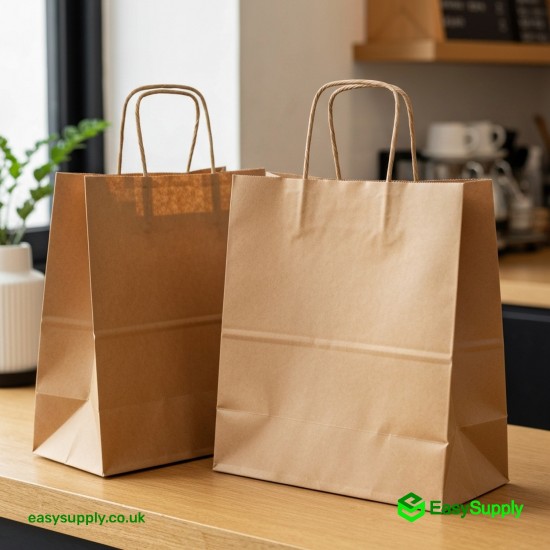 Medium Brown SOS Paper Bag External Flat Handles Size: 220 x 100 x 240 mm 250 Pcs Foil Bags