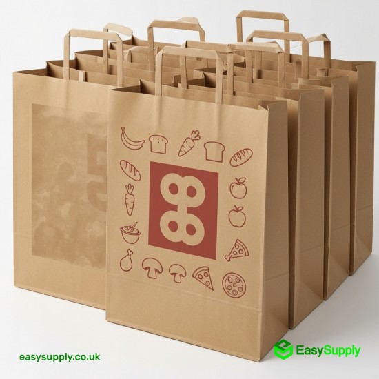 Large Brown SOS Flat Handle Bag Internal 25 x 14 x 29 cm 225 Pcs Foil Bags