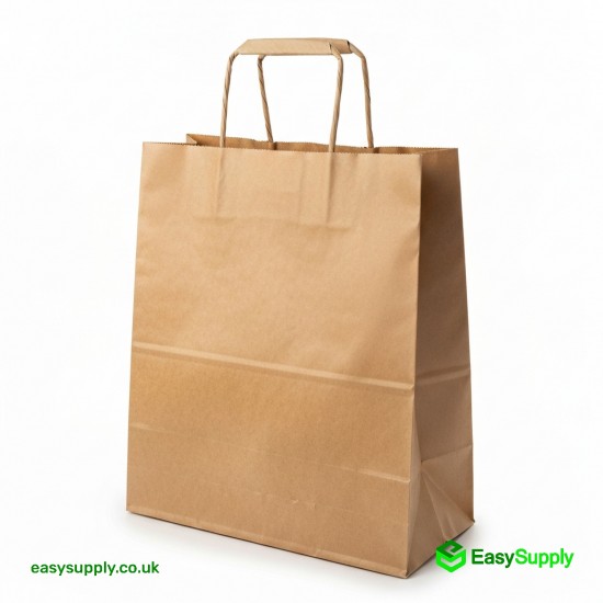 Large Brown SOS Paper Bag External Flat Handles 250 x 140 x 300 mm 250 Pcs Foil Bags