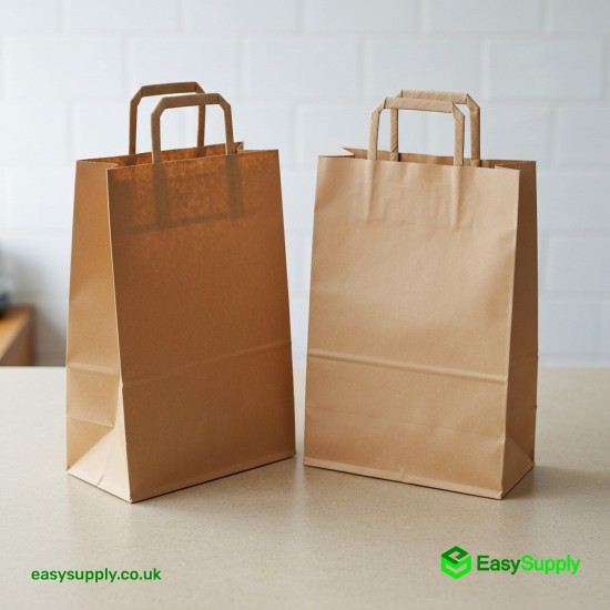 Large Brown SOS Paper Bag External Flat Handles 250 x 140 x 300 mm 250 Pcs Foil Bags