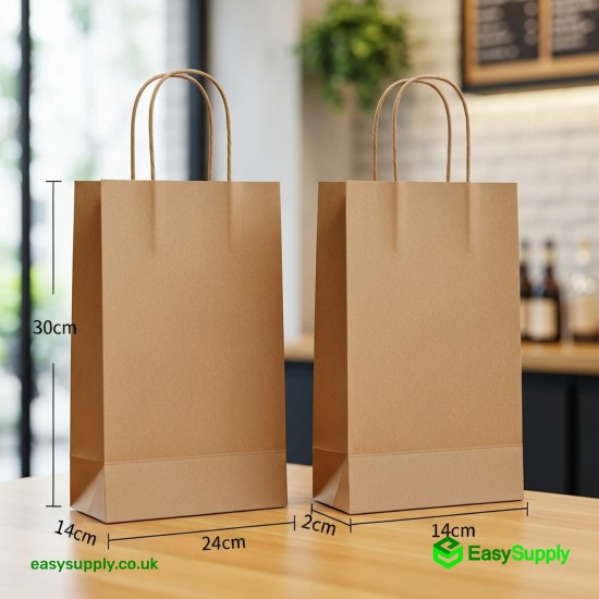 Small Brown SOS Paper Bag External Flat Handles 250 Pcs Foil Bags