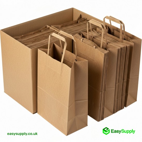 Small Brown SOS Paper Bag External Flat Handles 250 Pcs Foil Bags