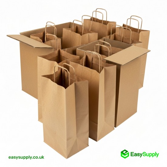 Small White SOS Paper Bag External Flat Handles 180 x 90 x 210 mm Small Foil Bags