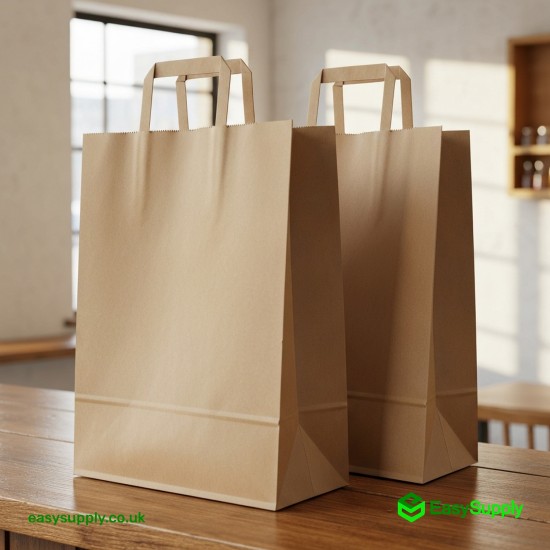 Medium Brown SOS Paper Bag Internal Flat Handle 220 x 100 x 240 mm 250 Pcs Foil Bags