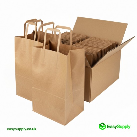 Medium Brown SOS Paper Bag Internal Flat Handle 220 x 100 x 240 mm 250 Pcs Foil Bags